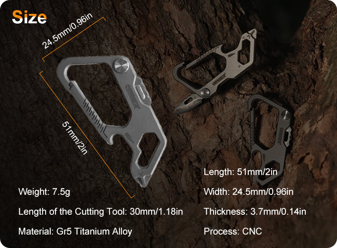Gr5 Titanium EDC Keychain with Damascus Blade