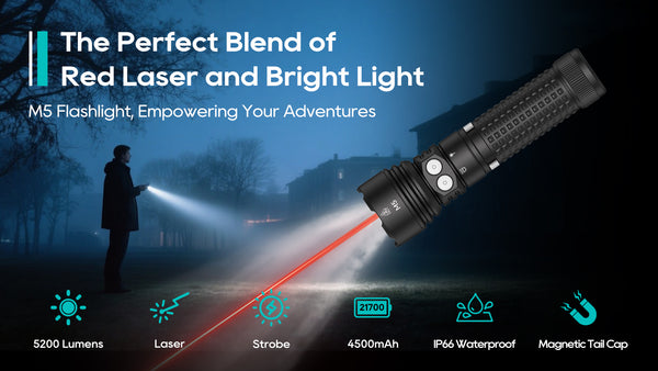 5200LM High-Power Tactical Flashlight with Red Laser Outdoor Light