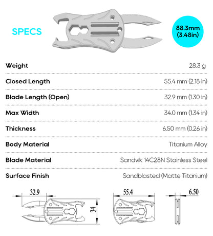 Titanium EDC 8-IN-1 Multi-Tool Keychain Pry Bar Hex Wrench Outdoor Tool