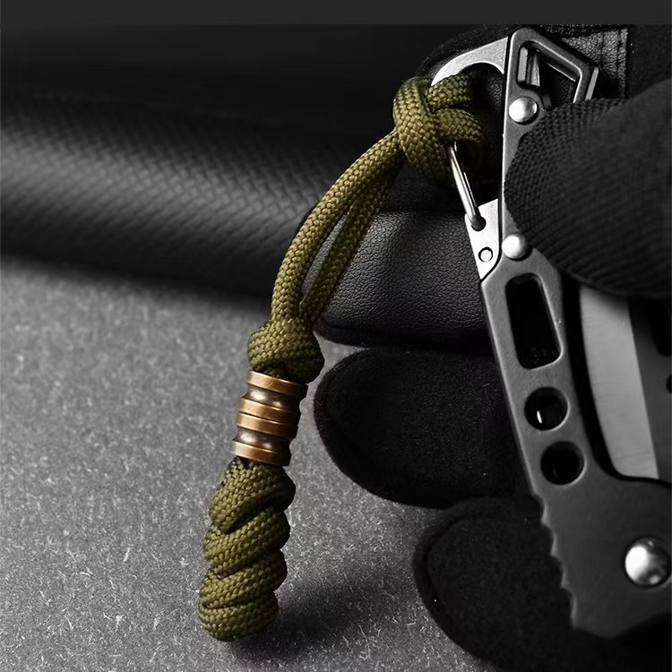 Brass EDC Lanyard Bead Braided Olive Drab Paracord Pendant