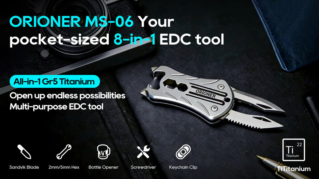 Titanium EDC 8-IN-1 Multi-Tool Keychain Pry Bar Hex Wrench Outdoor Tool