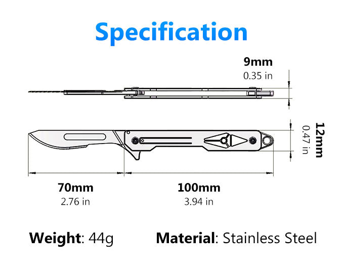 Titanium EDC Folding Utility Knife with Replaceable Scalpel Blade Pocket Tool