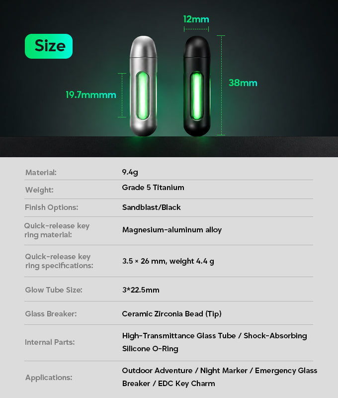 ORIONER TP01: Gr5 Titanium Capsule EDC Glow Pendant
