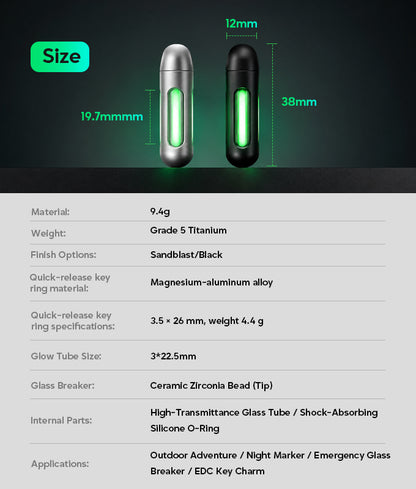 ORIONER TP01: Gr5 Titanium Capsule EDC Glow Pendant