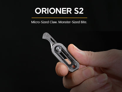 ORIONER S2: Titanium & Damascus Micro EDC Hook Knife