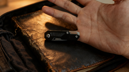 Damascus/Steel Keychain Knife with Pry Bar