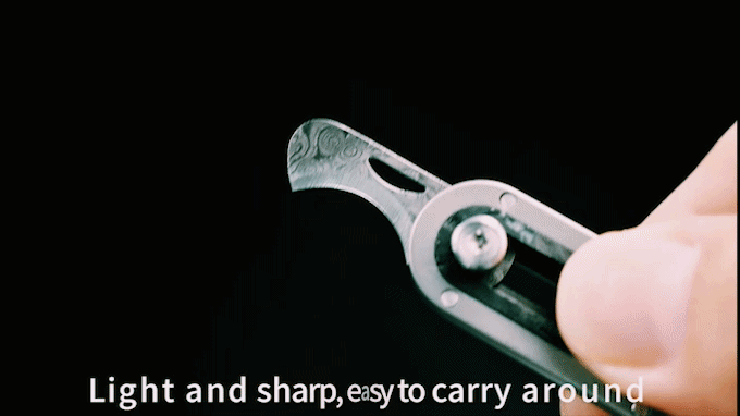 ORIONER S2: Titanium & Damascus Micro EDC Hook Knife