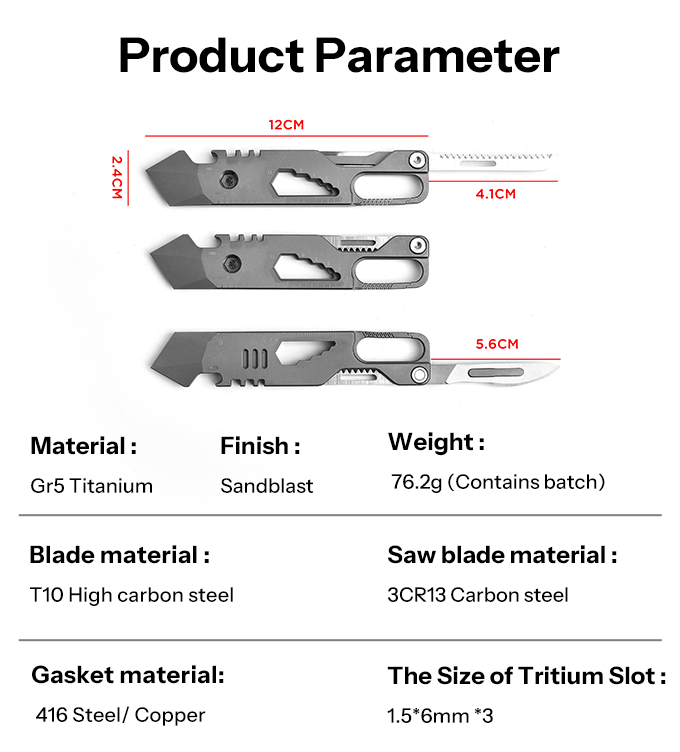 Titanium EDC 13-IN-1 Multi-Tool Pry Bar Hex Wrench Outdoor Tool