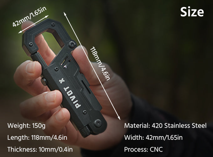 Illuminated 8-Tool Carabiner for Urban & Outdoor