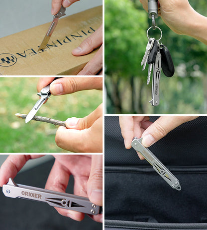 Titanium EDC Folding Utility Knife with Replaceable Scalpel Blade Pocket Tool