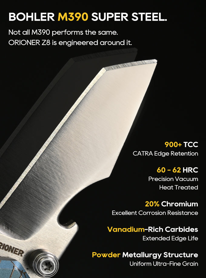 ORIONER Z8: M390 Ti EDC Utility Tool, Tritium Slots & Opener