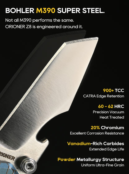 ORIONER Z8: M390 Ti EDC Utility Tool, Tritium Slots & Opener
